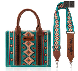 Wrangler Southwestern  Small  Tote - Turquoise