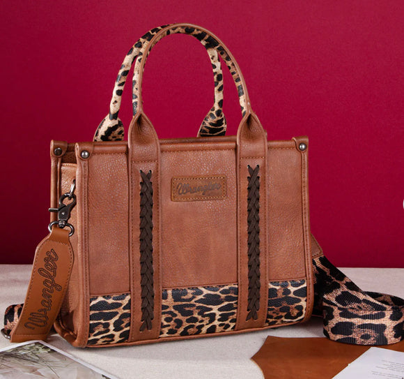 Wrangler Whipstitch Patchwork Leopard Tote